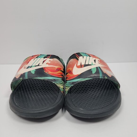 Nike Benassi JDI Floral Slide Women's Red Hibiscus Sandals 618919-019 US Size 10 - Picture 3 of 8